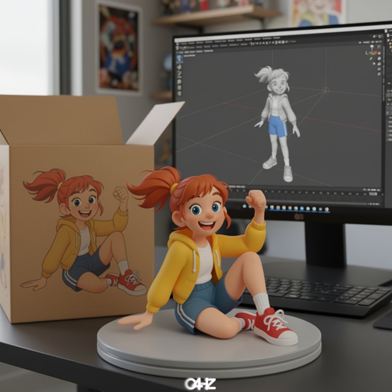 Illustration converted to figurine mock