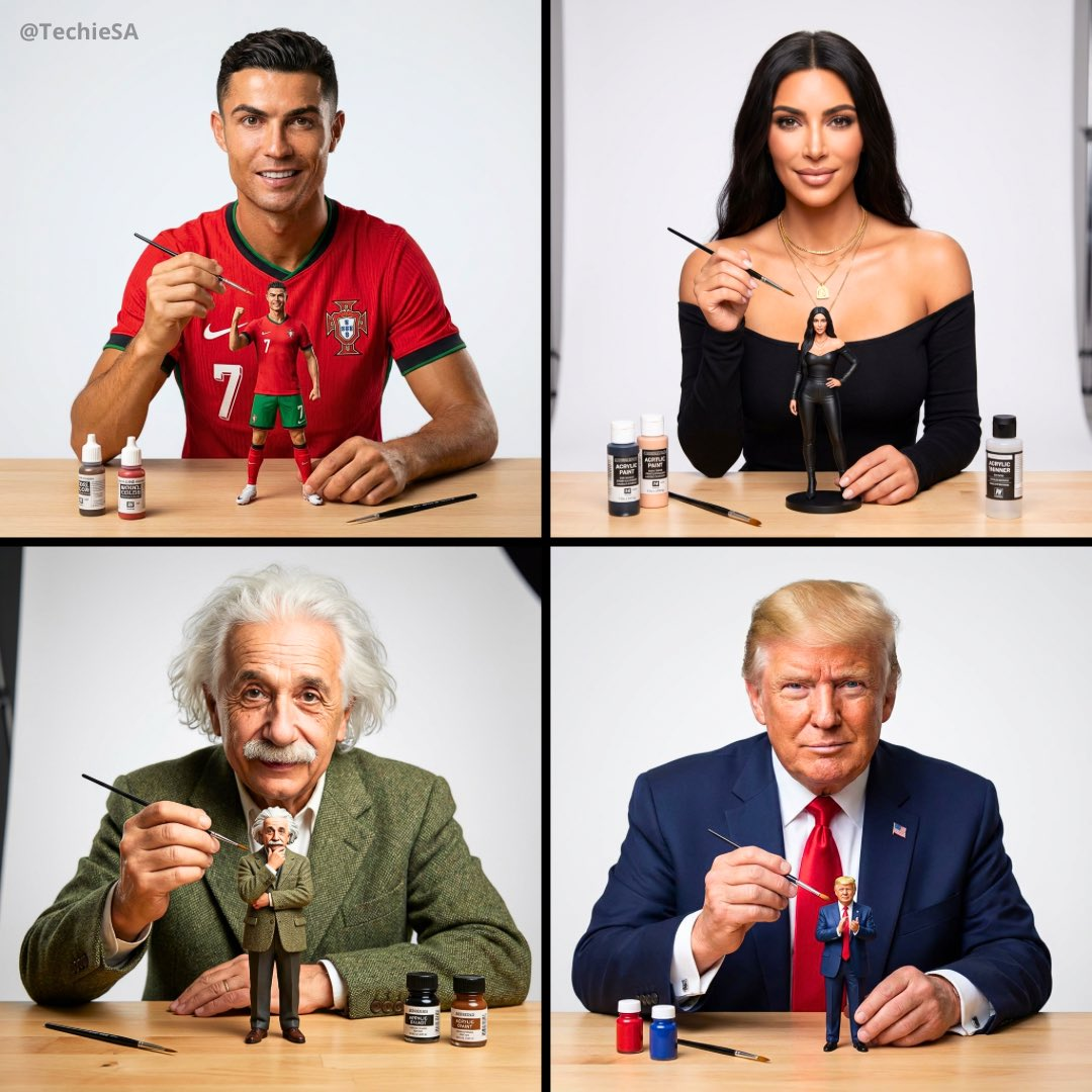 Artist painting a tiny version of themselves