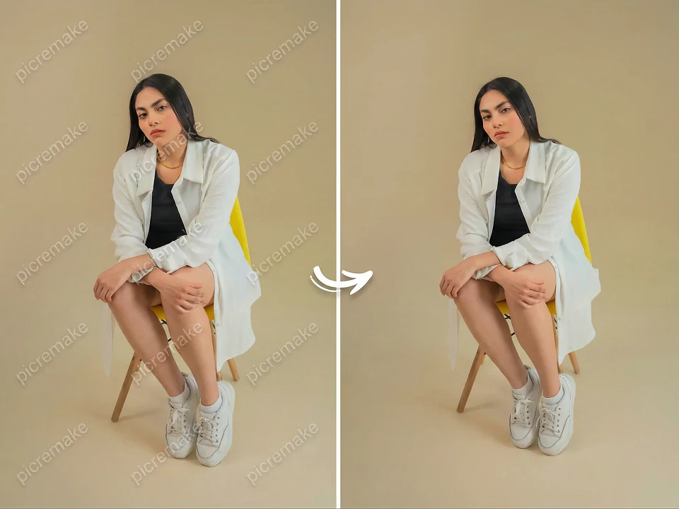 Before and after watermark removal preview
